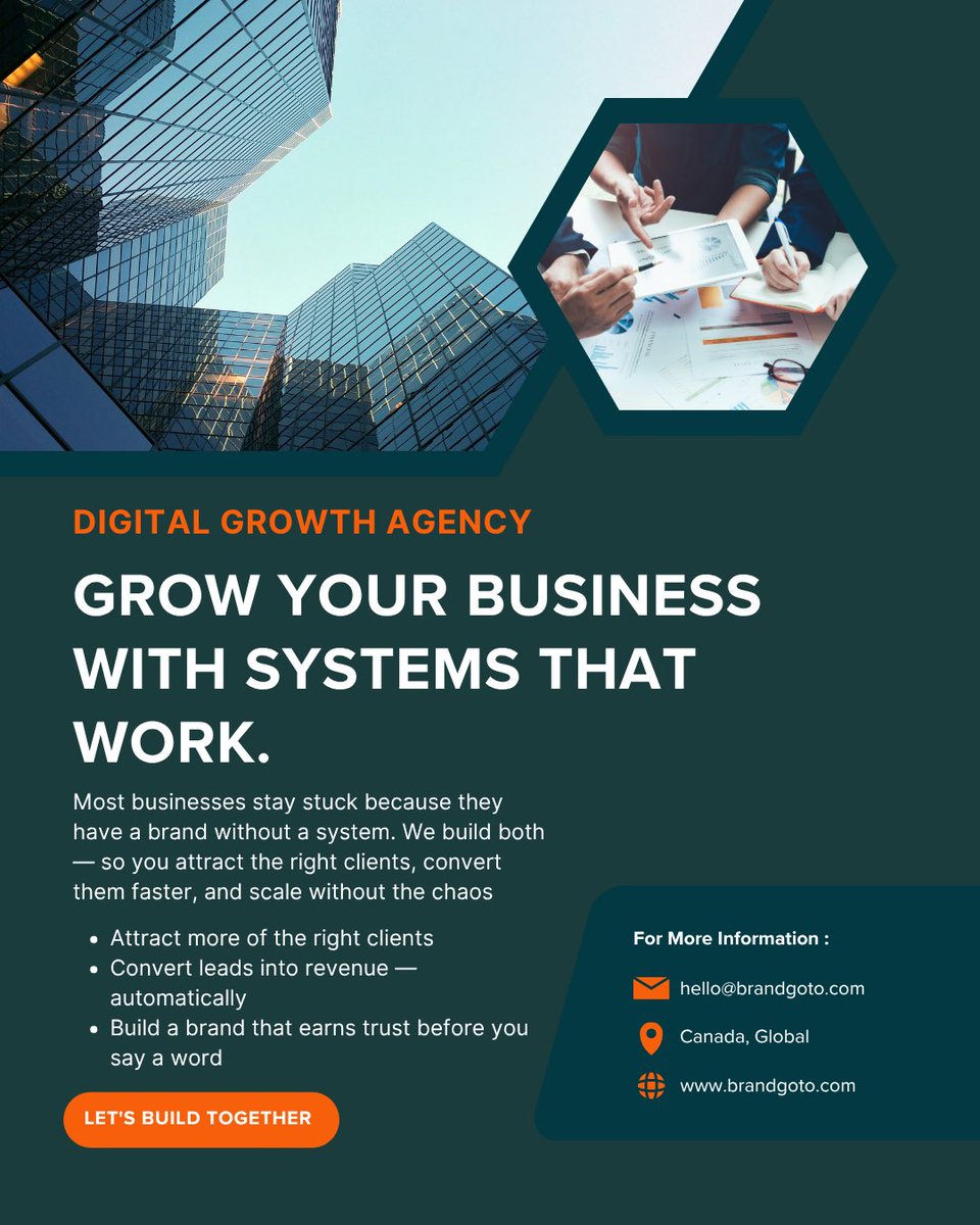 Brand_goto's tweet photo. Being online isn't a growth strategy.  Having a system is.  Brand. Website. Automation. Built to work together.  That's BrandGoto. https://t.co/wspVnIYvDm https://t.co/Ko3LKlYO5N