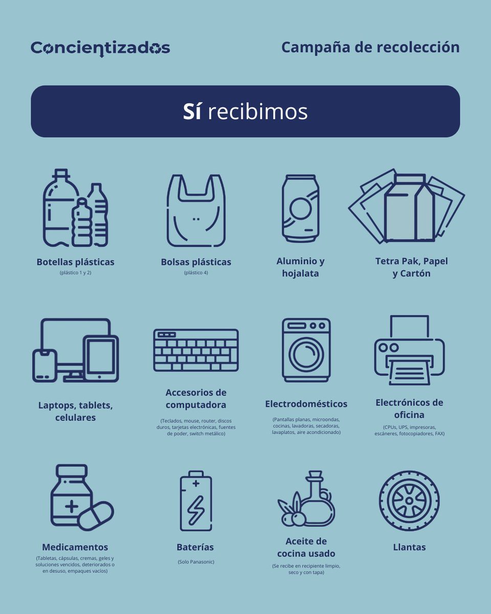 Teccr's tweet photo. ♻️🌎 ¡Volvió #Concientizados en el TEC!
Llevá residuos valorizables limpios y separados este 26 de mayo y aportá a una cultura ambiental más responsable 💚
📍 Campus Central Cartago
🎁 Además, podés ganar ecoins. https://t.co/nvwFiPQJNg