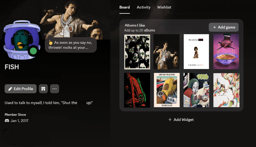 RCisaCat's tweet photo. @discord A widget for music you like on profiles, similar to the game widgets https://t.co/o0EaV89lLp