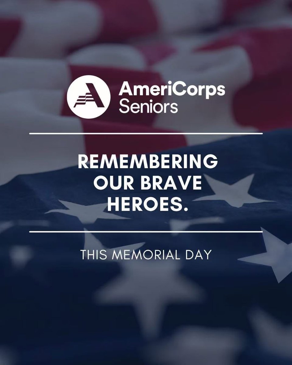 Happy50plusFnd's tweet photo. 🇺🇸 As we remember our heroes on this #MemorialDay,  

@Happy50plusFnd @AmeriCorpsSr Senior Companion Program (SCP) &amp; RSVP members are proud to be part of the national @AmeriCorps team, 

committed to making a difference in our communities!

@AmeriCorpsCEO #AmeriCorps https://t.co/n4XFzWuyeJ