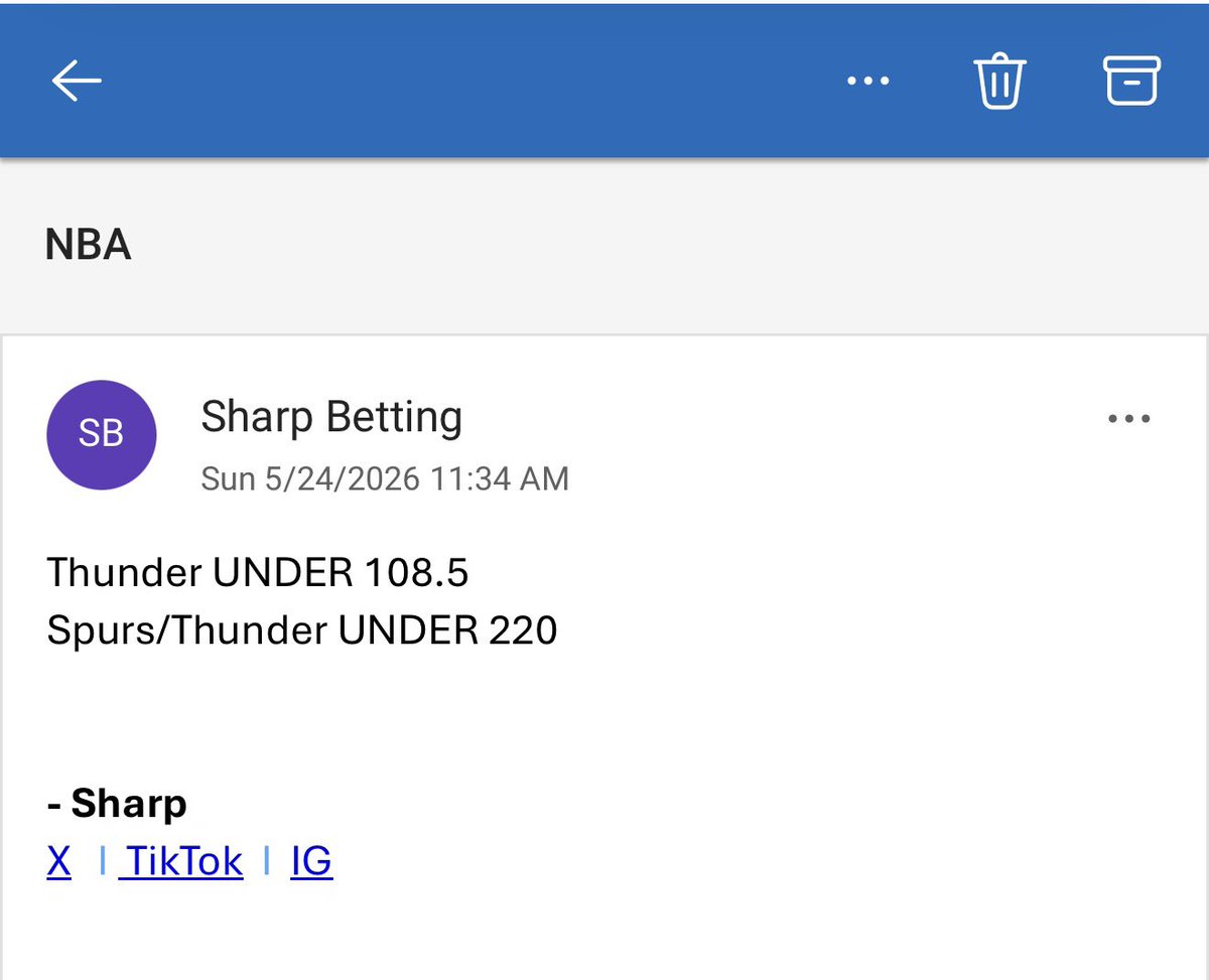sharpestbets's tweet photo. Crushed Spurs/Thunder game last night https://t.co/uyp77X4ZTE