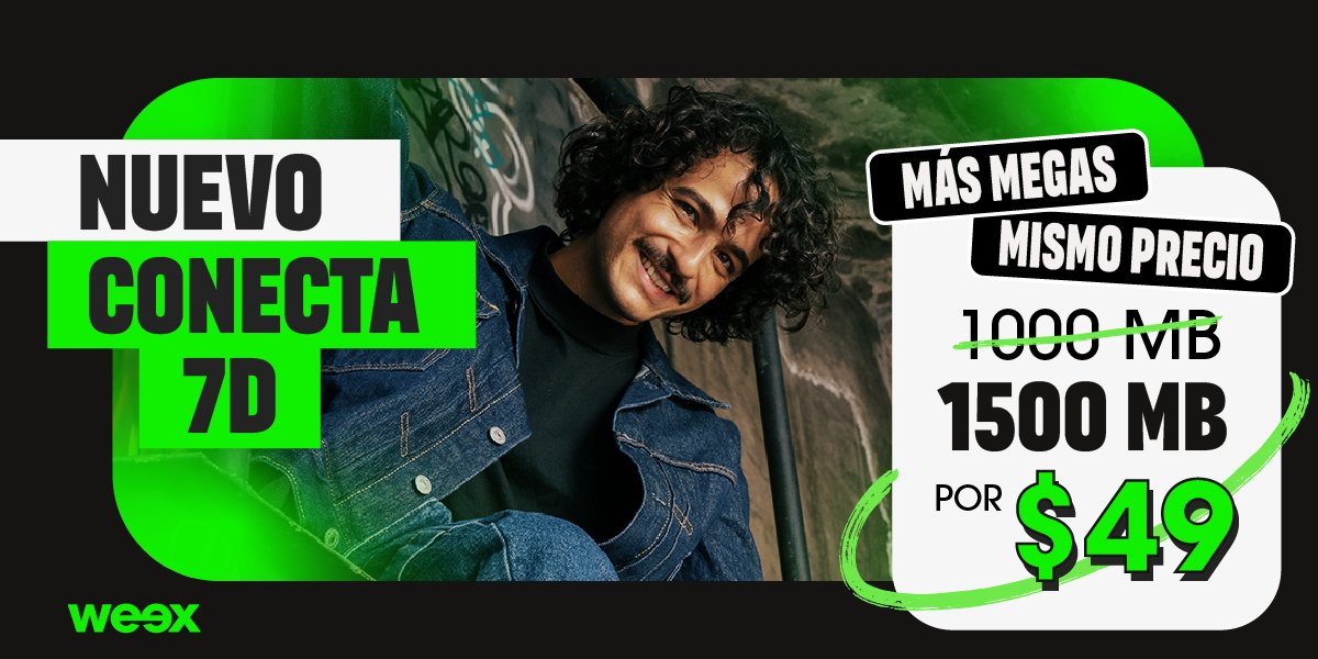 weexmx's tweet photo. 🎁¡PORQUE TÚ LO PEDISTE TE DAMOS MÁS!🎁
al mismo PRECIO
📣📣📣📣📣
CONECTA 7D
Llamadas
Whatsapp
1500MB por $49 https://t.co/8oVE2veATH