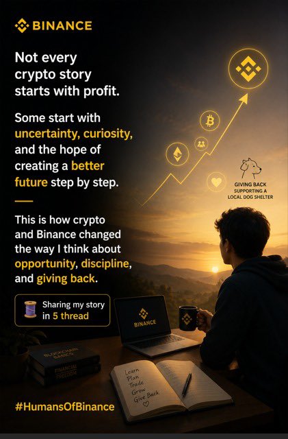 bindassfalcon's tweet photo. Not every crypto story starts with profit.Some start with uncertainty,curiosity,and the hope of creating a better future step by step.This is how crypto and Binance changed the way I think about opportunity,discipline, and giving back.Sharing my story in 5 thread
#HumansOfBinance https://t.co/XGVZKJZwg3