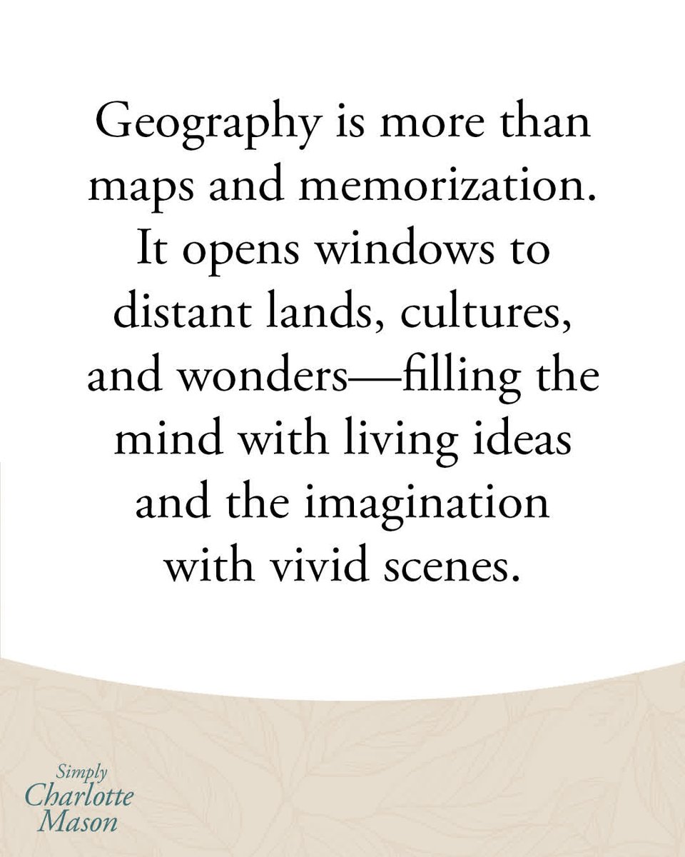 SimplyCM's tweet photo. ✨ Geography Feeds the Imagination ✨

Geography is more than maps and memorization. It opens windows to distant lands, cultures, and wonders—filling the mind with living ideas and the imagination with vivid scenes. 🌍🌿

What place has captured your child's imagination lately? https://t.co/ibodr5nwG4