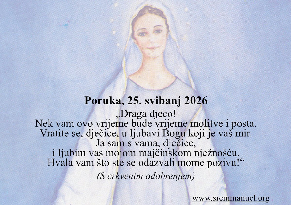 ChildrenofMedj's tweet photo. Poruka, 25. svibanj 2026.
https://t.co/xQvHloLQXf https://t.co/oamiv6GWmk