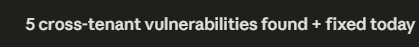 vantageResult's tweet photo. Just found &amp; fixed 5 cross-tenant vulnerabilities today 🛠️Quick reminder to my vibe coder friends:
Always scan for security issues. One missed vuln can ruin everything.  Ship fast, but ship secure.  #vibecoder #Security #CodeSmart https://t.co/1eQSWPFomr