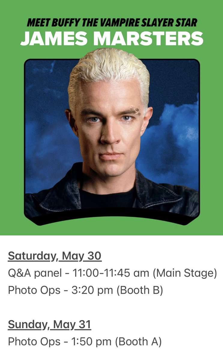 JMAppearances's tweet photo. Get ready to meet @JamesMarstersOf at @FANEXPOPhilly this weekend, May 30-31. James will be signing autographs, taking photos and answering fans’ questions from the Main Stage. Don’t miss it! Grab your tickets today! https://t.co/LO8RRlkvmq https://t.co/cL9jPcY5du