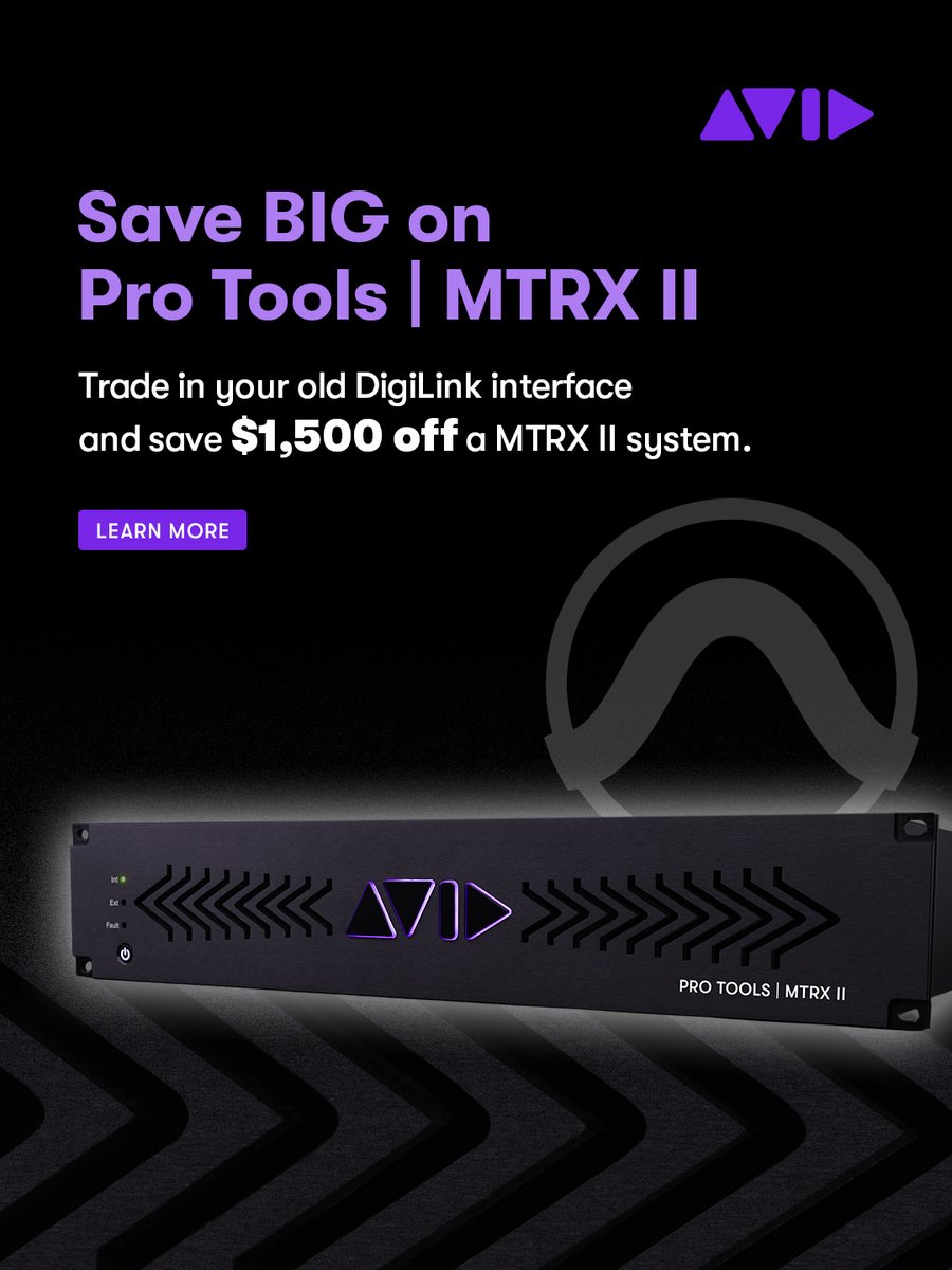 AvidProTools's tweet photo. Trade in your old DigiLink-equipped interface and save BIG on a Pro Tools | MTRX II system through June 30, 2026
▶️ https://t.co/s0186ECqTh
#avid #mtrx2 #protoolsmtrx #digilink #protools https://t.co/RukZOuOTNb