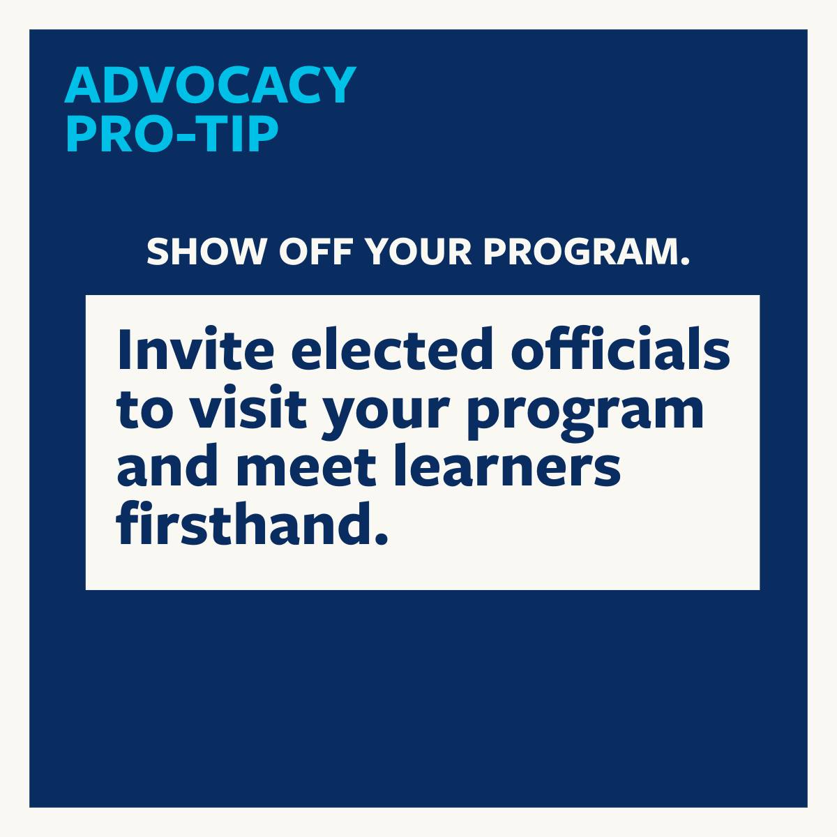 ProLiteracy's tweet photo. 🙌 When you invite an elected official to your program, you are asking for their undivided attention. Make the most of it. Introduce them to why your program is critical to your community. 
👉 Find more advocacy tips: https://t.co/afQRq7M8Mh 
#ProLiteracy #Advocate https://t.co/xGOcmCdxvg
