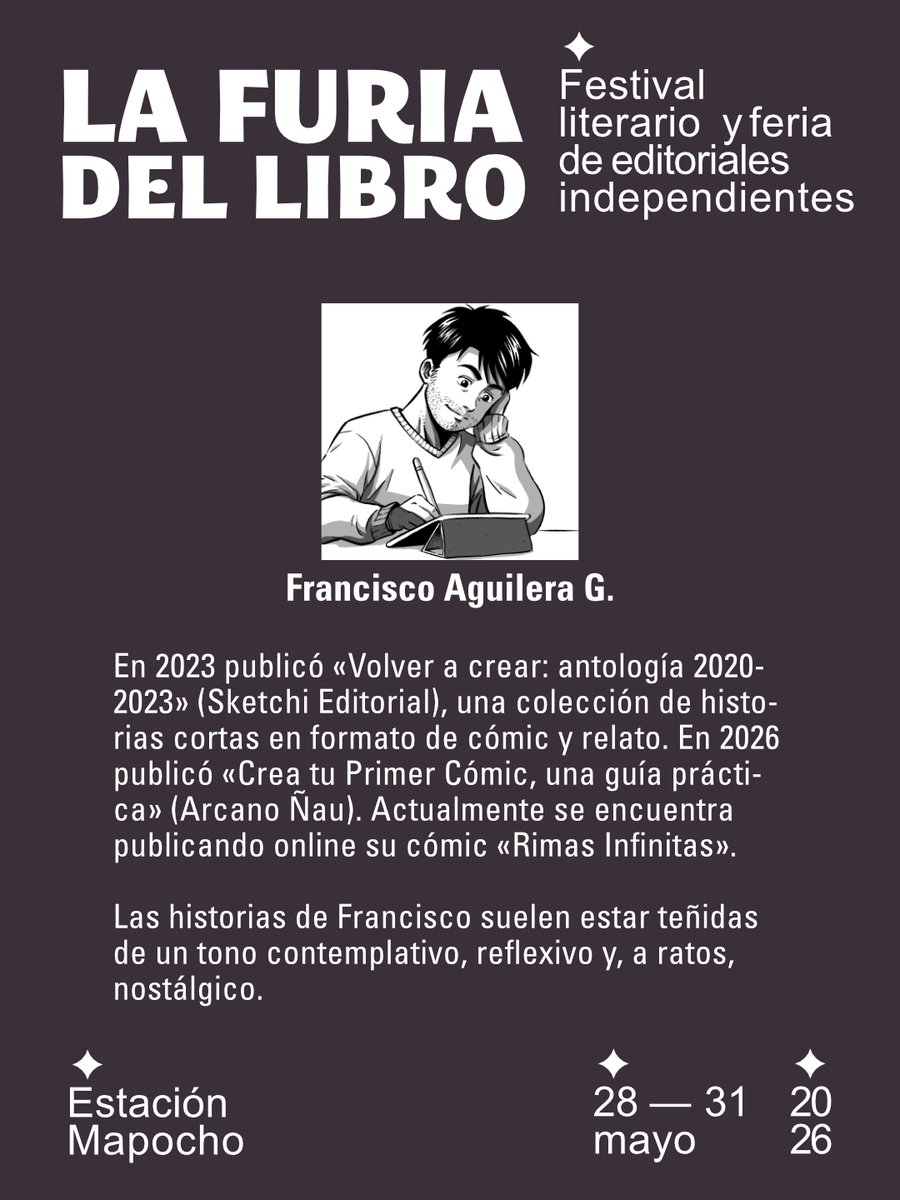 Sketchi_cl's tweet photo. 💭 Este domingo en @lafuriadellibro:

📚 Era invierno cuando ocurrió - Seba Castillo - Pezarboreo Ediciones
📚 Volantín en llamas - Francisco AMK
📍 Estación Mapocho
📅 31 mayo · 11:00
🎫 Gratis (página furia del libro)

#LaFuriaDelLibro #Chile https://t.co/cIW9fXC0tb