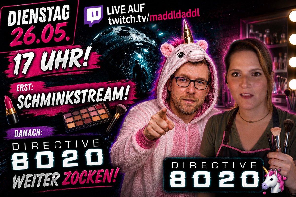 invertmaster's tweet photo. Erst werde ich geschminkt, und dann geht es ins Finale von #directive8020 von @SuperMGames ! https://t.co/M97pHHOpoI