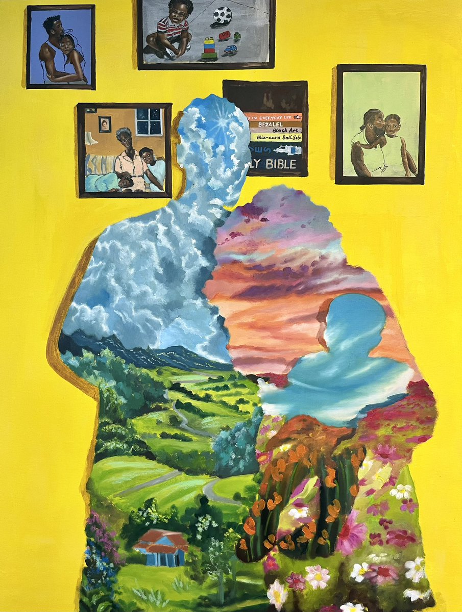 rianaunaji's tweet photo. my latest painting

“living beyond” 
acrylic, oil &amp; oil pastels on canvas
100 x 80cm 

an ode to black family https://t.co/Xr2HVQOYtE