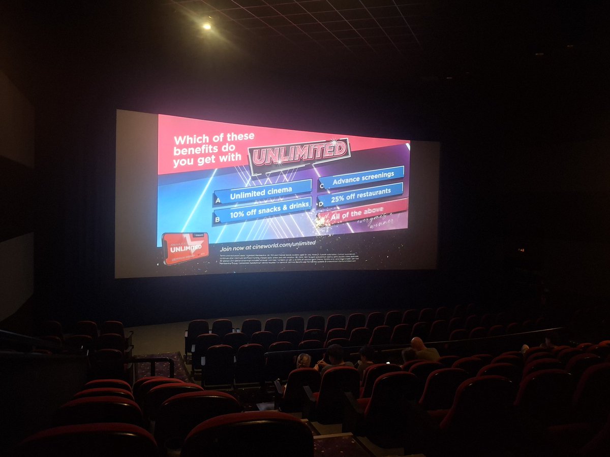 HannahW333's tweet photo. Perk of having a @cineworld subscription: randomly going to the cinema because they have air con and my flat is hotter than the sun. https://t.co/uzmNt1TtX1