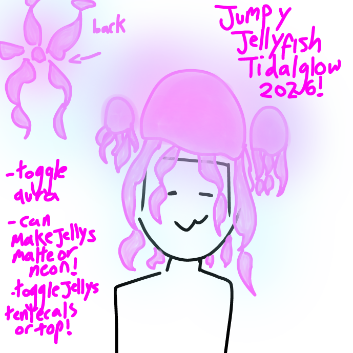 Call_meh_amari's tweet photo. Jumpy jellyfish 🐙 tidalglow 2026 CONCEPT

Jellyfish bounces ( can be toggled off ) and jellyfish tentacles spin! ( can also be toggled off )

#rhhaloconcepts #royalehigh #royalehighconcepts https://t.co/7yvPpemBOz