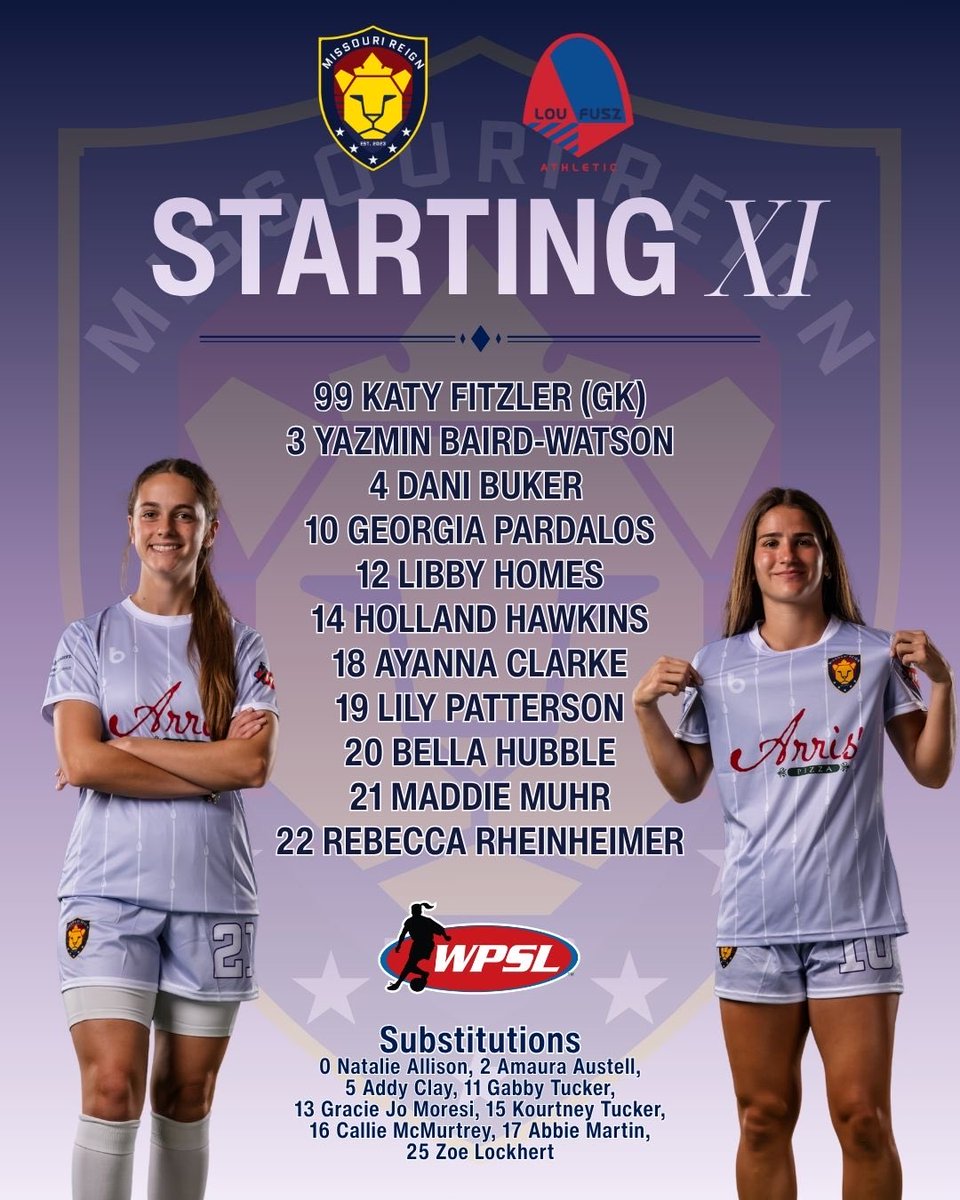 MissouriReign's tweet photo. Your starting XI for the second game of the night! #makeitreign https://t.co/Dhd1cmB2iH