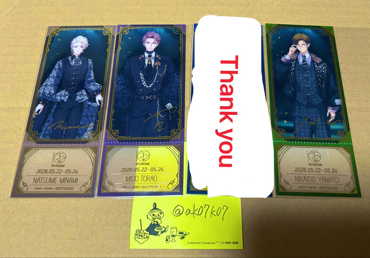 ak07k07's tweet photo. 【交換】アイドリッシュセブン アイナナEXPO DECENNIUM 購入特典 チケット風クリアカード

譲：大和、虎於、巳波
求：環、壮五

都内手渡しまたは郵送交換希望です。
検索からもお気軽にお声がけください。
よろしくお願いします。 https://t.co/BRDETzfqX0