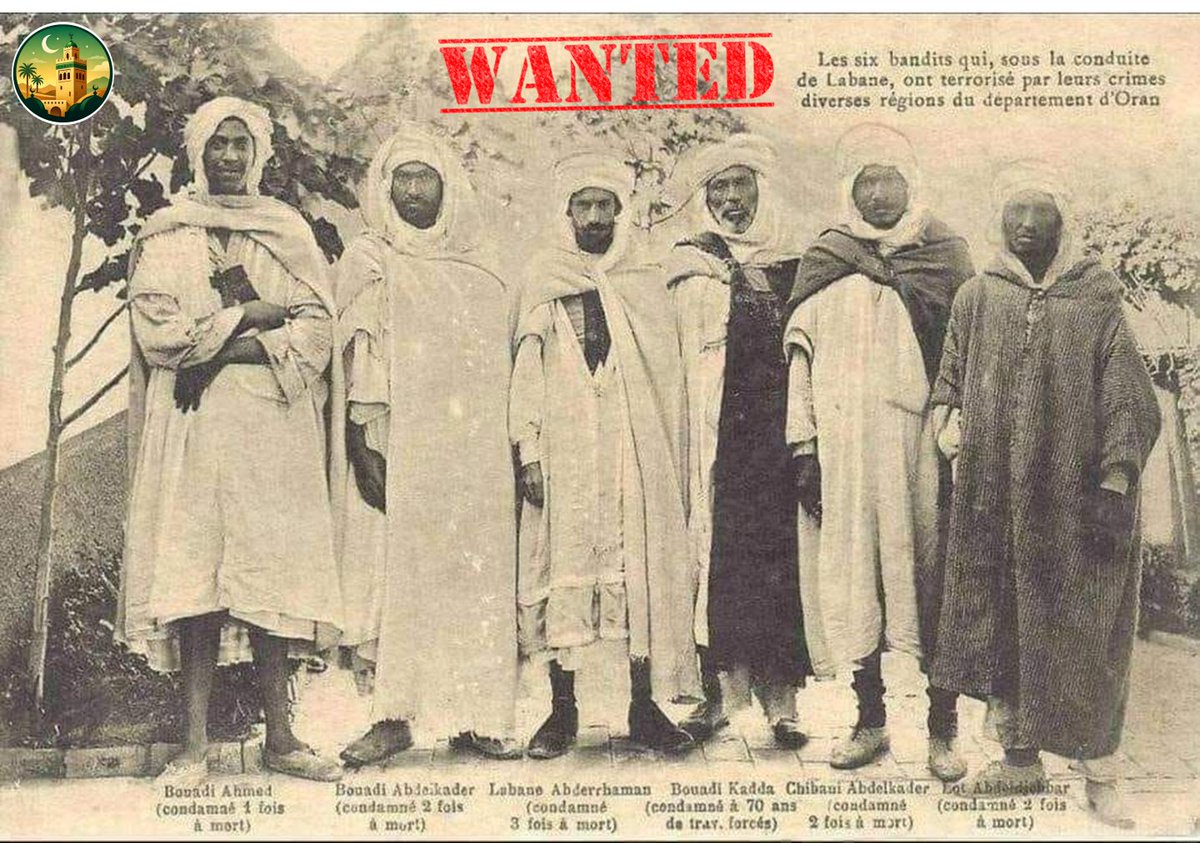 dztradition's tweet photo. 🏇 La Bande de Labane : Les "bandits d’honneur" qui faisaient trembler la France en Oranie.

En 1910, dans le secteur oranais, six hommes courageux ont défié la France coloniale : La Bande de Labane.  

Pour le peuple algérien, c’étaient des Robin des Bois : ils attaquaient les trains, les entrepôts et les fermes des colons, puis redistribuaient les biens aux indigènes spoliés. 🔥

Leur chef Loubani Abderrahmane (29 ans) insultait les Français « awlad klab », encourageait ses compagnons, tua deux de leurs agents et fut condamné 3 fois à mort. Homme intelligent, audacieux et épris de justice.  

Avec lui :
• Chibani Abdelkader (36 ans) – 2 fois condamné à mort
• Bouaadi Ahmed (18 ans) – 1 condamnation à mort
• Bouaadi Abdelkader (20 ans) – 2 condamnations à mort
• Bouaadi Qada (environ 70 ans) – 7 ans de travaux forcés
• Lout Abdeljabbar (25 ans) – 2 condamnations à mort  

Ils ont tenu tête à la France pendant deux ans, semant la terreur chez les colons. La France a mis une prime sur leurs têtes, les a jugés par contumace et les a finalement fusillés à Oran en 1912.  

Ils s’inscrivent dans la longue chaîne de résistance de l’Ouest : après l’Émir Abdelkader, Boumaâza, Bouamama, etc. Beaucoup de noms oubliés n’ont pas eu droit à leur place dans l’histoire.  

Ces six résistants populaires méritent qu’on les honore. Pourquoi ne pas leur consacrer un film comme on l’a fait pour d’autres ?

Leur mémoire doit vivre.

Hommage et gloire à nos martyrs. Allah yer7am achouhada.

#BandeDeLabane #RésistanceAlgérienne #Oran #Algerie #Algeria #HistoireOubliée #Saida #Mascara #Tlemcen #Ghelizane #Sidi_Bel_Abbes
