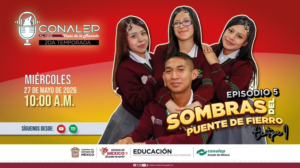 Conalep_Edomex's tweet photo. Lxs #Notialphas del @ConalepEca1 nos llevan por un recorrido entre mitos, misterio e historia alrededor de uno de los lugares más emblemáticos de Ecatepec de Morelos 🌉✨

DISPONIBLE
🎥  https://t.co/U7Kfx2B2SJ
🎧 https://t.co/diy6LFVnhm https://t.co/LAjS9K2zKG