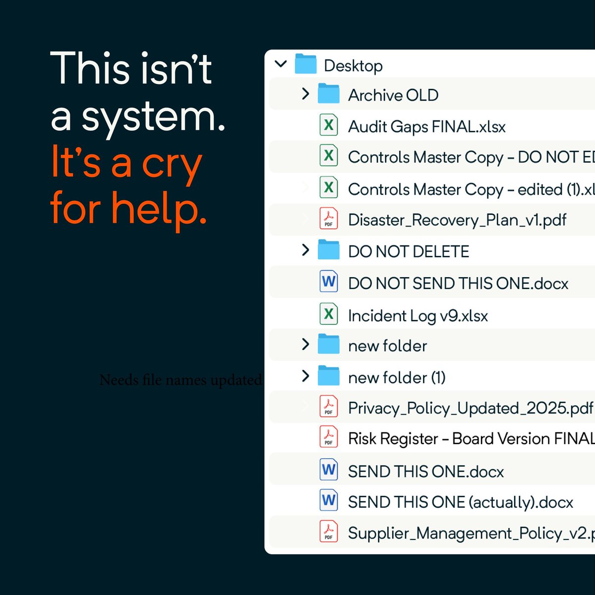 DrovaPlatform's tweet photo. Somewhere in every growing business, there's a spreadsheet called Final_v4_REVISED that the whole company quietly runs on.

Hear from our CEO Sam Riley in SMBtech on why that spreadsheet isn't the real risk, and what AI agents are changing for SMBs: https://t.co/q31wnXSIhZ https://t.co/KsXJ7e94OW