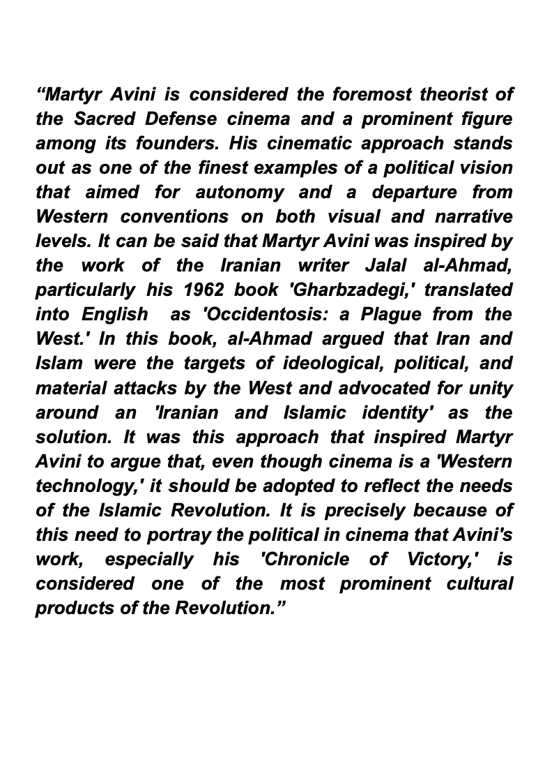 kinografiko's tweet photo. Download our formatted essay collection on Iranian master of martyred literati and pioneer of Sacred Defense Cinema, Morteza Avini - including his own letter to the Western youth. Our screening devoted to Morteza Avini will be on 28/5 (see our last post)

Cover: @Penandrifle https://t.co/wih55E5LdJ