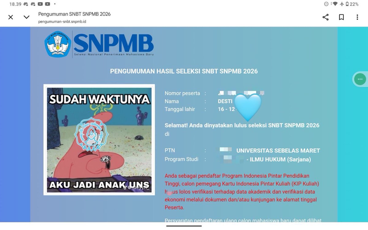 Desty LOLOS UTBK tweet media