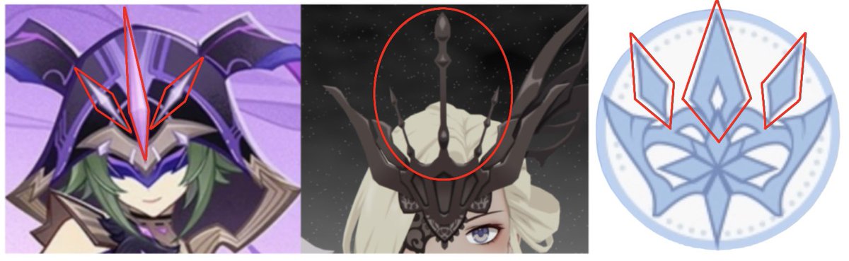 FatuiTsaritStar's tweet photo. ❆꙳⋆— #Snezhnaya #Sandrone 🎭🌨️

trying to found similarities/ref of this Crown with her Harbingers AAND it’s possibly explainable like this (?) 🩵👑 https://t.co/HLp0B9JPho