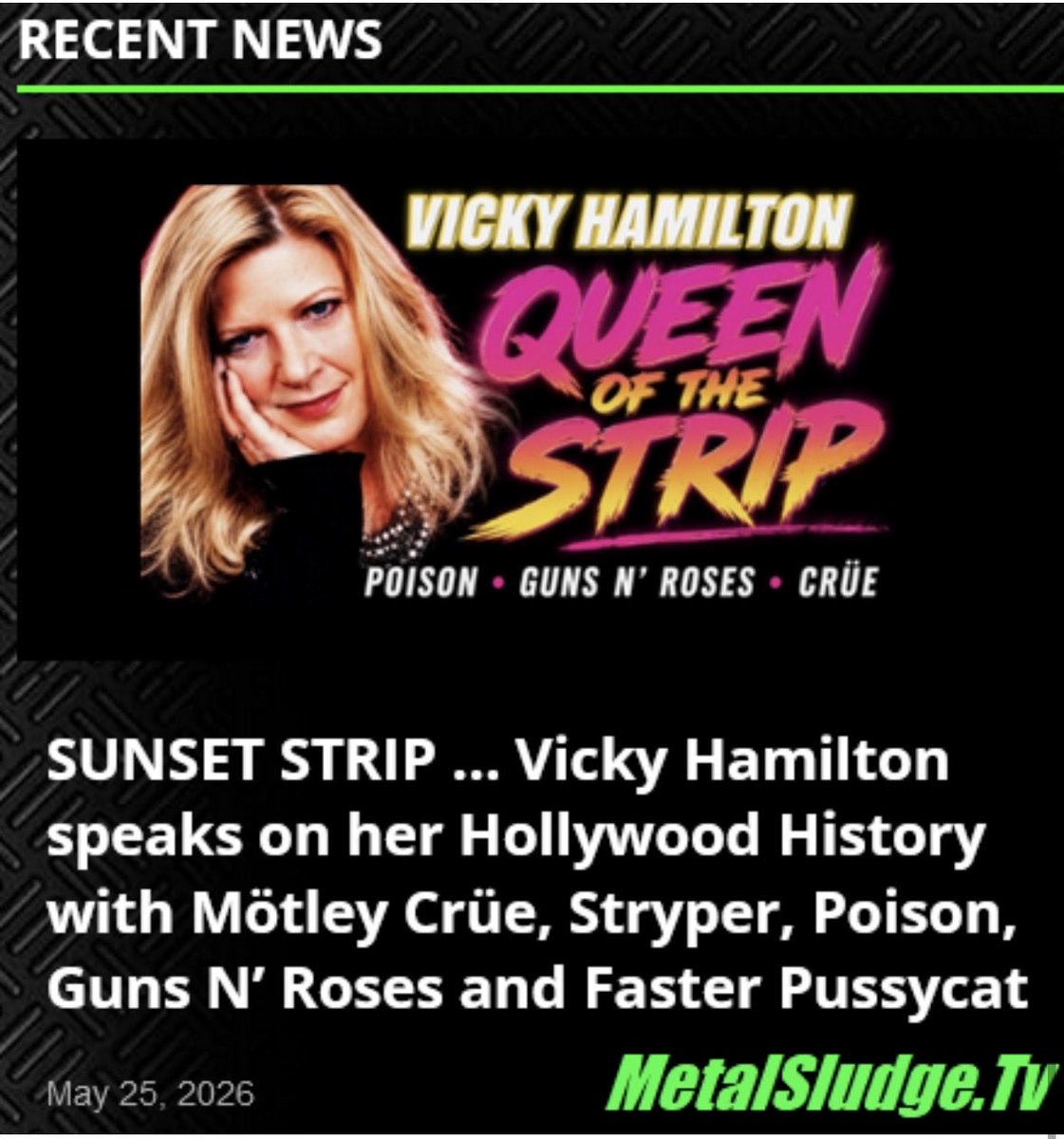 StevieTuff's tweet photo. SUNSET STRIP
Vicky Hamilton speaks on her Hollywood History w/ Mötley Crüe, Stryper, Poison, Guns N’ Roses and Faster Pussycat
#vickyhamilton #thehairmetalguru #motleycrue #stryper #poison #gunsnroses #slash #fasterpussycat #sunsetstrip #metalsludge
https://t.co/zc8h0fTJIB https://t.co/SmrlIMzjV6