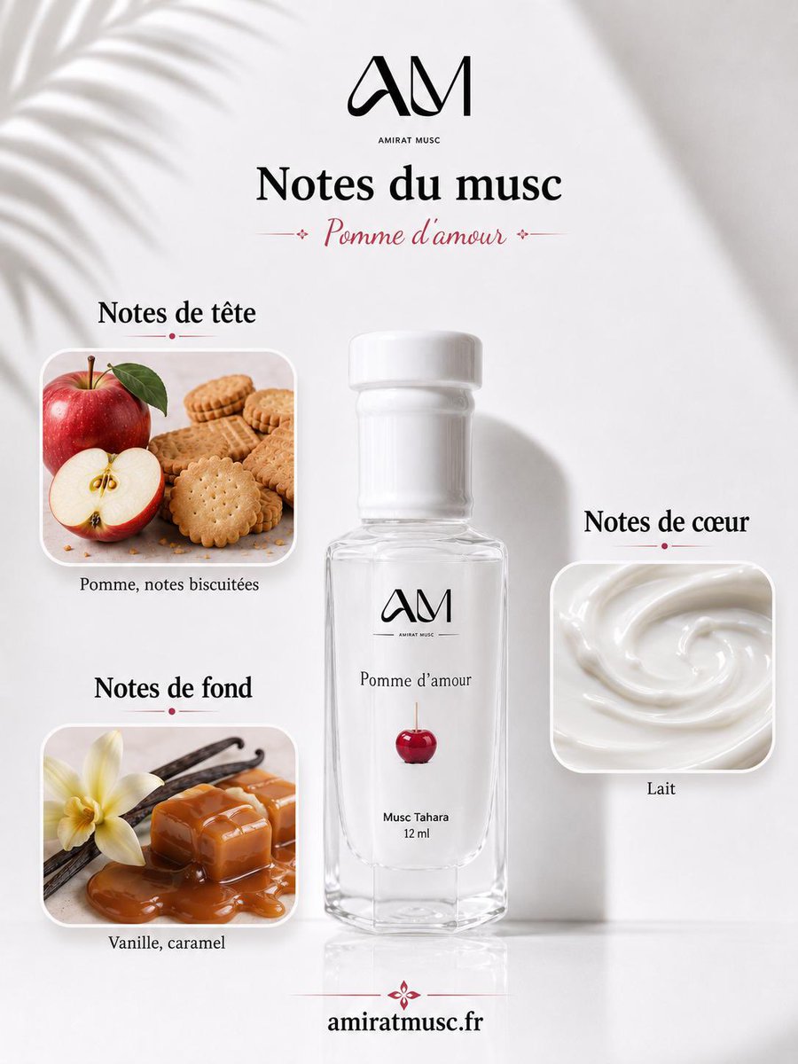 AmiratMusc's tweet photo. Pomme d’amour 🍎 - Une senteur sucrée et irrésistible aux notes de pomme caramélisée et de musc doux, qui semblable à une gourmandise fondante et des souvenirs chaleureux. https://t.co/PTyqp9FlFb