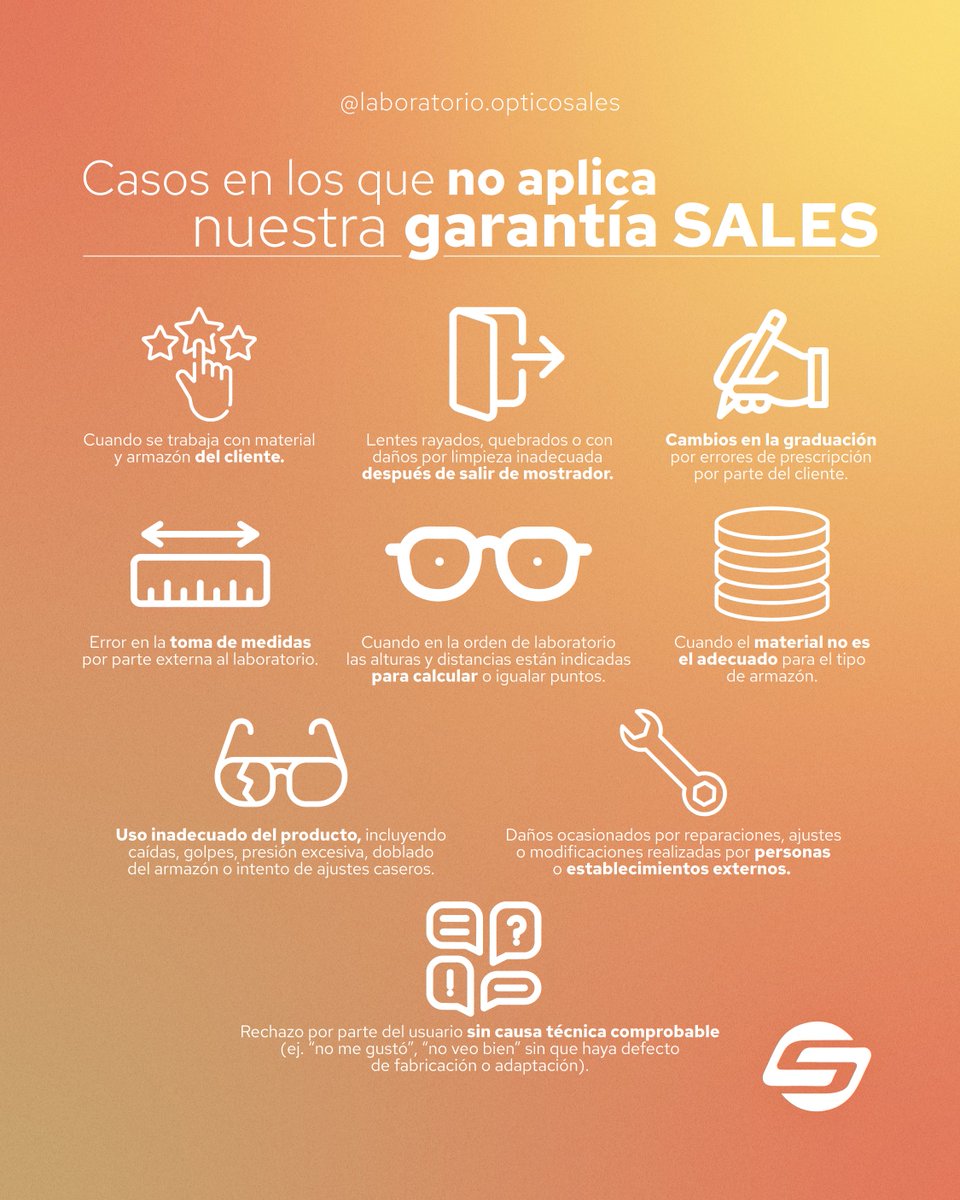 LabOpSales's tweet photo. Conocer tu garantía también es saber dónde no aplica 👀
Acompáñanos a descubrir los casos en los que la garantía no cubre, y evita contratiempos con tus lentes ⏱️
#LaboratorioÓpticoSALES #Optometría #Oftalmología #Proveedor #Distribuidor https://t.co/YTHnsqhlEw
