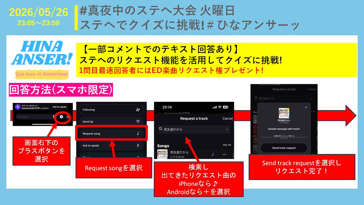 05/26 23:05~真夜中のステへ大会】 ステへでクイズ! #ひなアンサーッ 