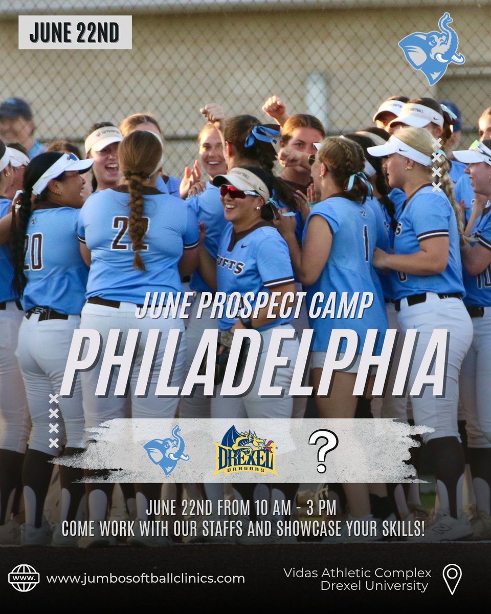 TuftsSoftball's tweet photo. Lots of places to work with our staff this summer!

Smart Kid California | June 7th
June Philadelphia Prospect  | June 22nd
Smart Kid Colorado | June 30th
Chicago | July 7th

More info &amp; registration for all clinics w/ the link in our bio!

#jumbosoftballclinics #smartkidsoftball https://t.co/k54Evbf1oj