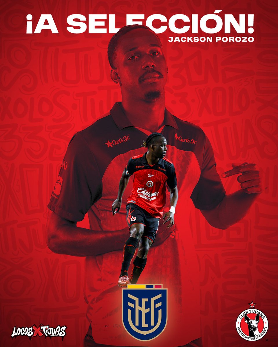 Xolos's tweet photo. ¡A Selección! 🇪🇨 Nuestro defensa Jackson Porozo ha sido llamado por la Selección de Ecuador para su próximo partido amistoso frente a Arabia Saudita.

¡Mucho éxito, Jackson! 🇪🇨❤️🖤 https://t.co/DVV1KIkivJ