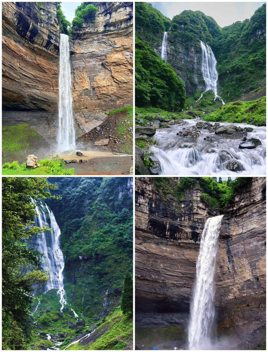 DMhuaxia1046's tweet photo. 中国贵州纳雍吊水岩瀑布，集瀑布、天池、杜鹃林于一体。瀑布为三叠瀑，第一瀑高86米，第二瀑高30米，第三瀑高达186米，雨季万练倒悬，声震如雷。夏季山脚凉爽宜人，有“一山有四季”之说。近年来更以“贵州版小瑞士”之名成为网红打卡地，深受徒步和摄影爱好者青睐。 https://t.co/kFjffYbZlY