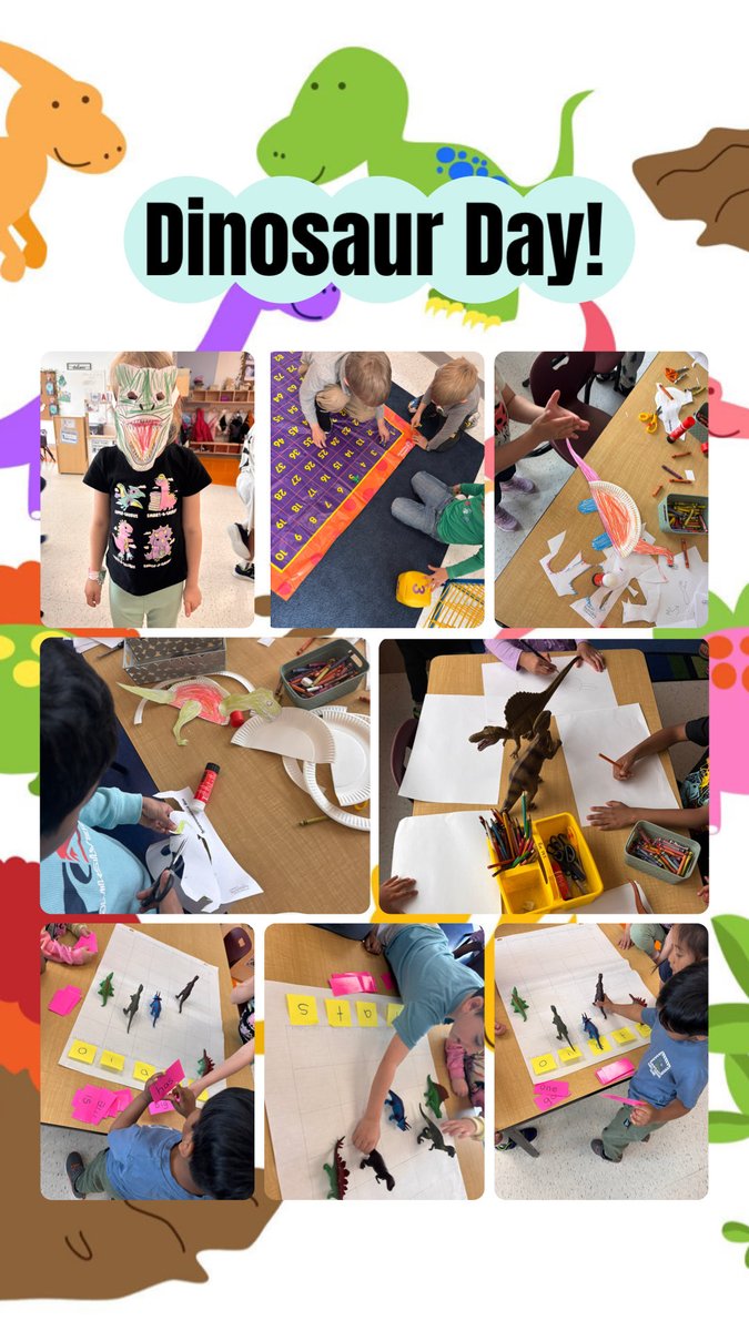 MsMelissaOCSB's tweet photo. D is for Dinosaur Day! ✨
Terry the T-Rex stopped by for our ABC Countdown today! We celebrated by making dino masks, racing to 100, and playing sight-word Dino races! 🦕🏁 #ABCCountdown #ocsbKindergarten #ocsbSTEAM @BernadetteOCSB @OttCatholicSB @misserinmick https://t.co/RCrZ3obx68