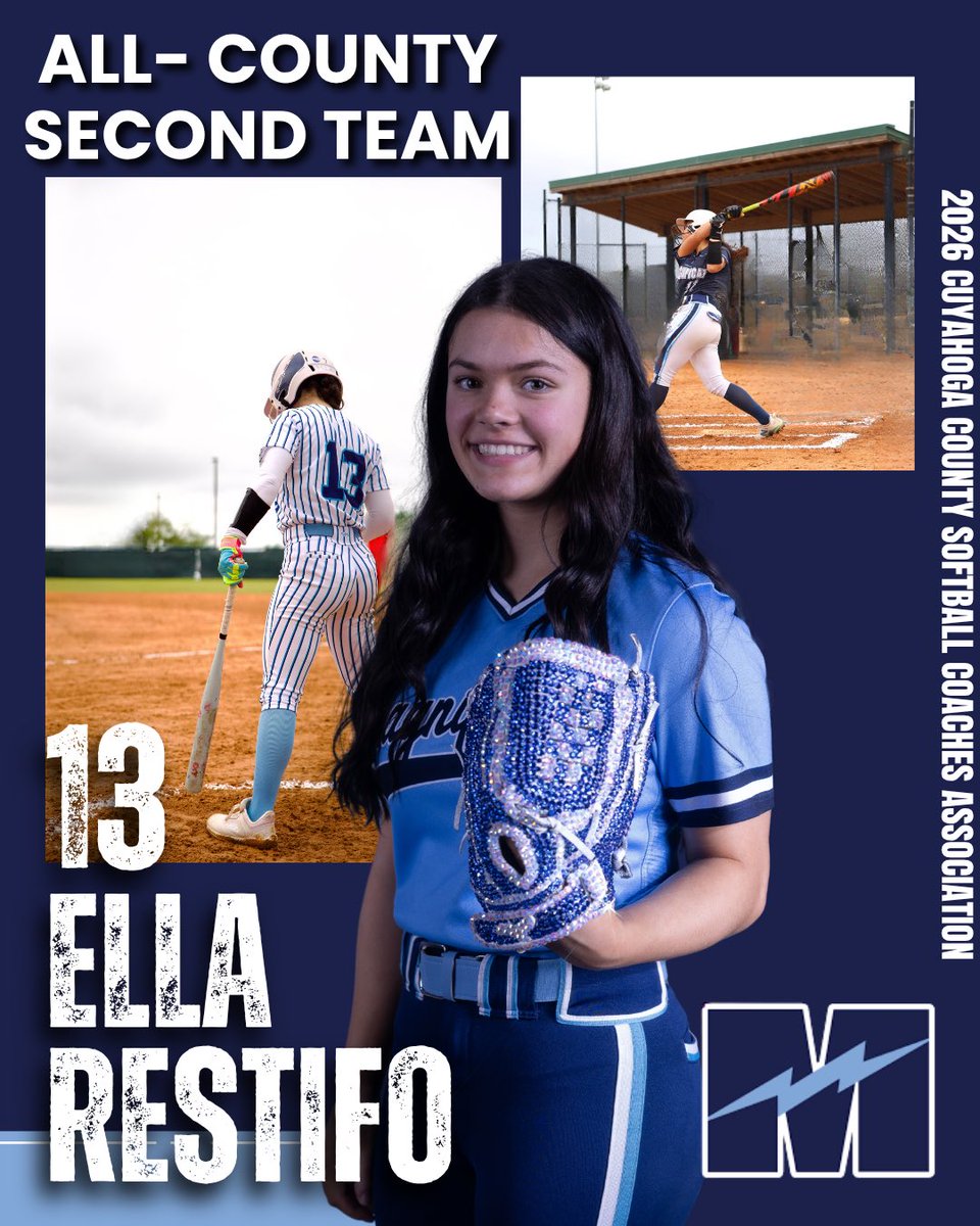 Maghs_softball's tweet photo. All-Cuyahoga County Honors for the Blue Streaks 💙🥎

1st Team All-Cuyahoga County
Haley Wheeler INF

2nd Team All-Cuyahoga County
Ella Restifo OF

Honorable Mention All-Cuyahoga County
Marylynn Kennedy 
Bella Nolan 

Proud of these girls and the work they put in all season long. https://t.co/LbyT5DPJS6