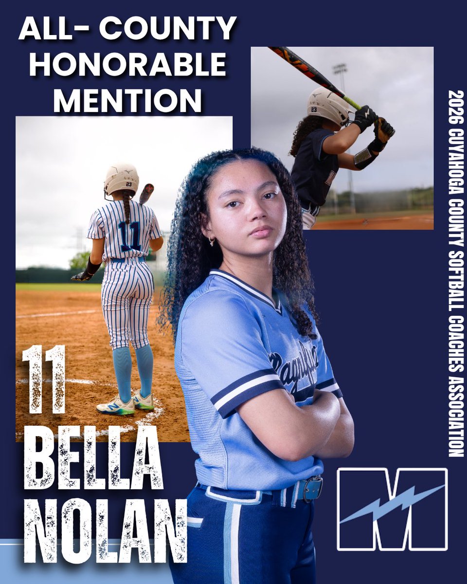 Maghs_softball's tweet photo. All-Cuyahoga County Honors for the Blue Streaks 💙🥎

1st Team All-Cuyahoga County
Haley Wheeler INF

2nd Team All-Cuyahoga County
Ella Restifo OF

Honorable Mention All-Cuyahoga County
Marylynn Kennedy 
Bella Nolan 

Proud of these girls and the work they put in all season long. https://t.co/LbyT5DPJS6