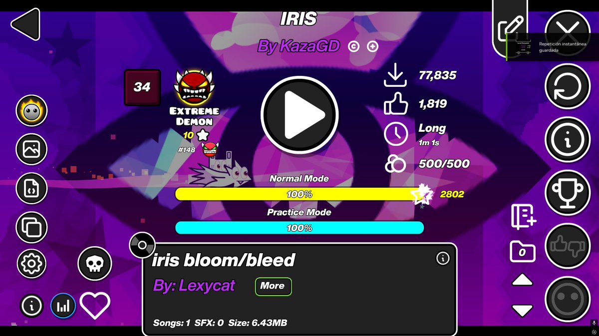 neextsof's tweet photo. IRIS 100% PRIMER NIVEL DE LISTA

Despues de mucho esfuerzo y tiempo porfin cumpli mi meta de pasarme un demon de lista, porfin se acabo y me siento muy orgulloso de este logro :)

TARTARUS NEXT https://t.co/ai9NYwk40C