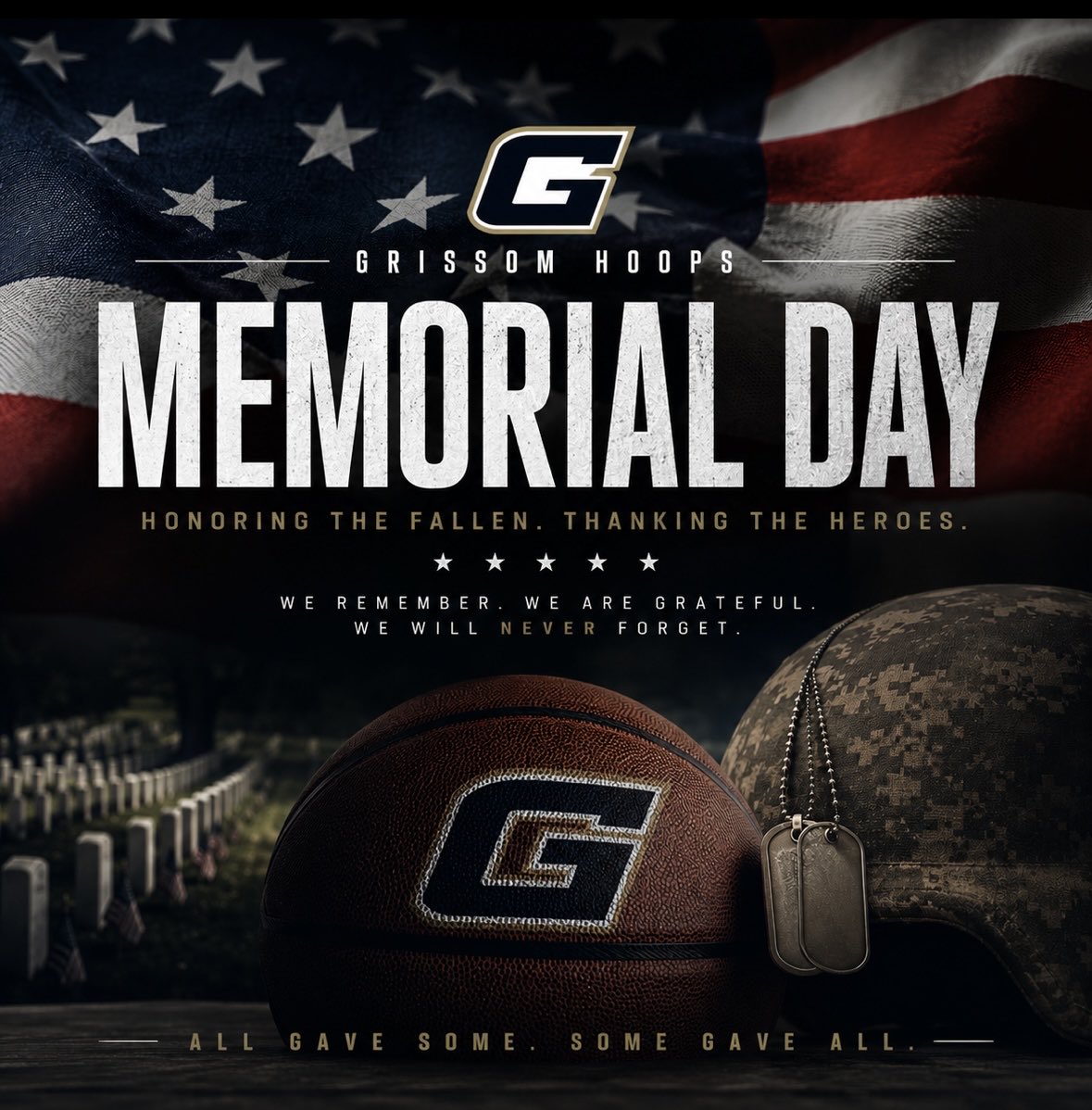 GrissomHoops's tweet photo. The land of the free because of the brave. 

Thank you to the men and women who paid the ultimate sacrifice for our country. Heroes 🇺🇸 https://t.co/3ndBvYG3L3