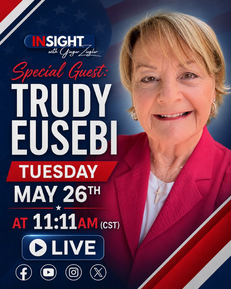 GingerZiegler's tweet photo. TOMORROW | LIVE!
Special Guest: Trudy Eusebi
📌Tuesday, May 26th @ 11:11AM (CST)
#healing #insight #propheticword #timeisnow https://t.co/MGFIUOTtaI