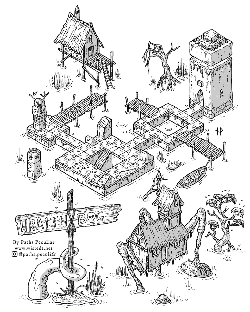 PathsPeculiar's tweet photo. A postcard from the Greenbottle Crones in Wraithbog 🪰 🍄 🧪 

#dnd #dungeonsanddragons #handdrawn #isometric #map https://t.co/NFdbwWYWJW