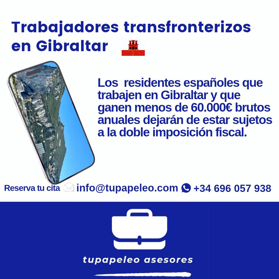 TupapeleoC's tweet photo. 📣 Atención, trabajadores transfronterizos en Gibraltar 🇬🇮
✍️ Los residentes en España que trabajen en Gibraltar y que ingresen menos de 60.000€ brutos al año dejarán de estar sujetos a la doble imposición fiscal.
#gibraltar #campodegibraltar #declaraciondelarenta #fronterizos https://t.co/0Y39TV445q