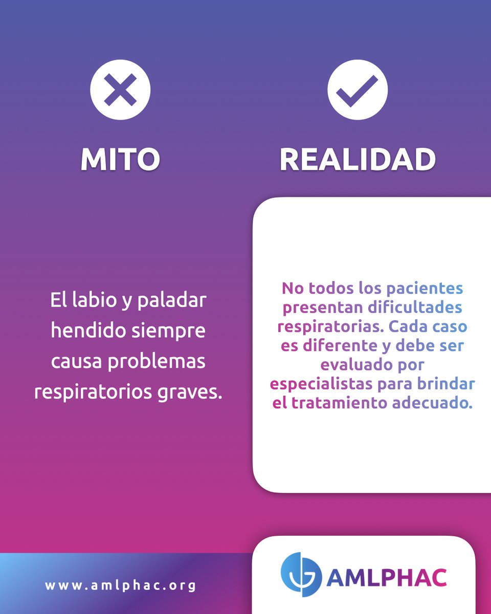 AMLPHAC's tweet photo. ❌ No todos los pacientes viven las mismas dificultades.
💬 ¿Qué otro mito sobre labio y paladar hendido has escuchado? https://t.co/o7jrBXbHst
