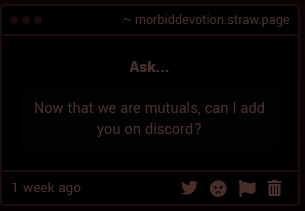 morbiddevotion's tweet photo. i prefer not to post my discord publicly for safety/privacy reasons so idk how. i would be open to it if i can give it privately though https://t.co/OZJErYBUHY