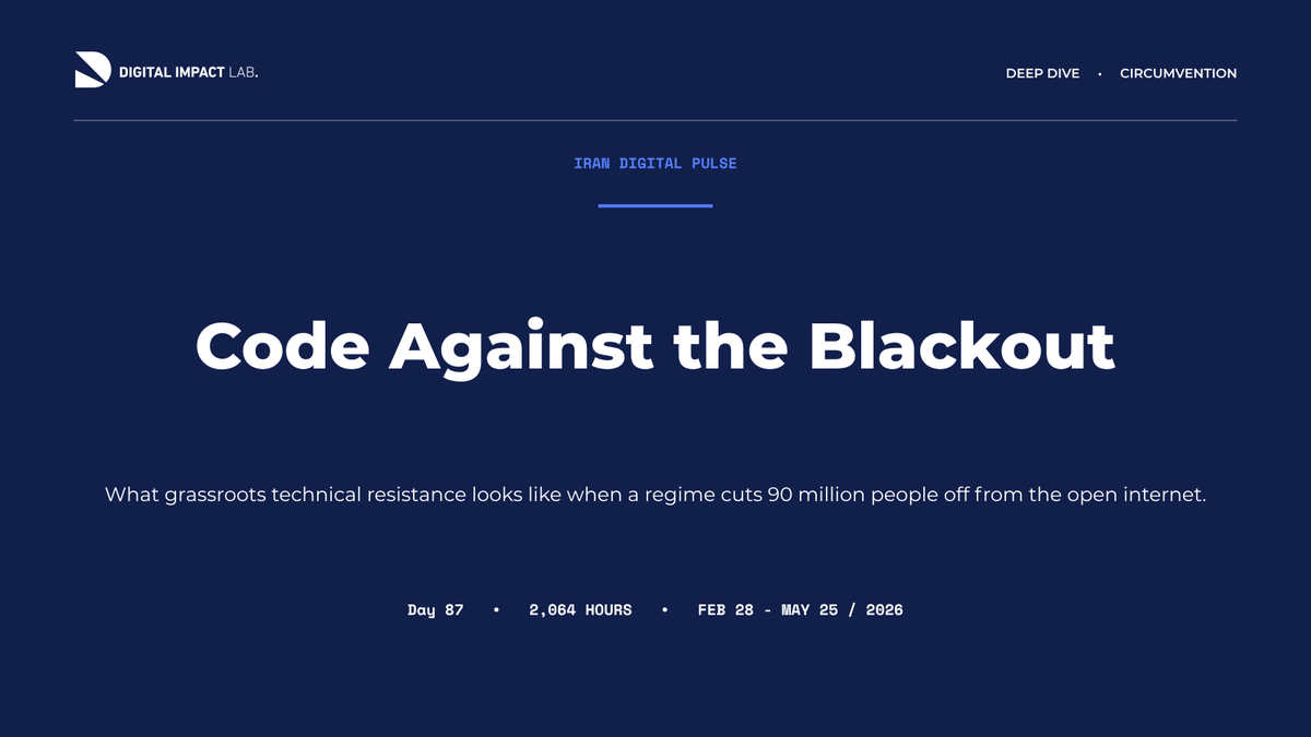 DigImpactLab's tweet photo. Iran’s internet blackout has a structural gap. The state blocked most of the international internet. It left Google’s infrastructure accessible. Within weeks, the Iranian technical community had built an entire circumvention ecosystem out of that exemption, on GitHub, distributed free.