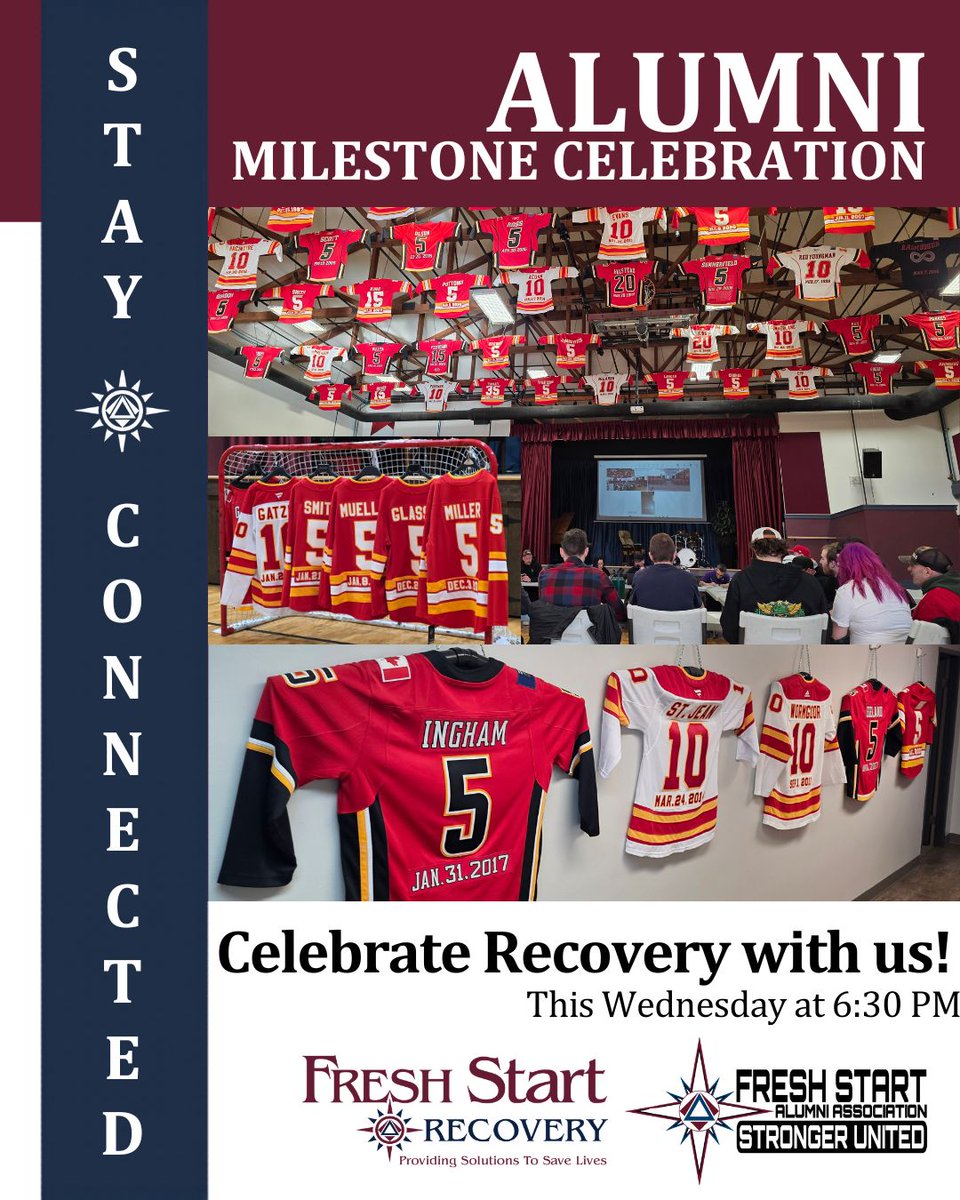 FreshStartRC's tweet photo. Alumni Milestones
Wednesday at 6:30 PM
Calgary • Lethbridge • Online

Alumni, current clients, staff, families, friends, and supporters are all welcome.

If you would like to attend online, please email Rene@freshstartrecovery.ca for the link.

#FreshStartRecovery #Together https://t.co/LfiWi9f59N