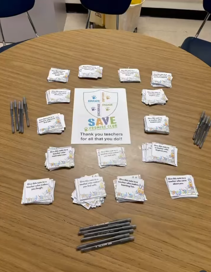 NATIONALSAVE's tweet photo. Love seeing the SAVE Promise Club students @WillistonTigers showing appreciation for their amazing teachers during Teacher Appreciation Week. Acts of gratitude like this make a lasting impact! 💚 

You can watch the video here: https://t.co/MEepcES2Wa

#SAVEPromiseClub https://t.co/sCH04QHBwc