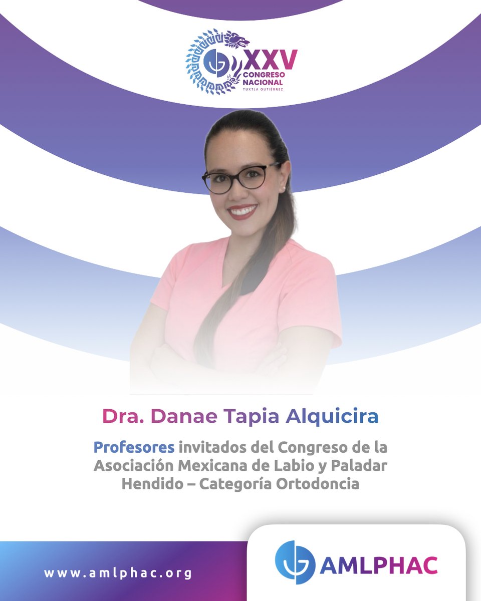 AMLPHAC's tweet photo. Dra. Danae Tapia Alquicira
✨ La ortodoncia transforma más que sonrisas, transforma vidas.
¿Ya conocías la importancia de esta especialidad en pacientes con LPH? 💜 https://t.co/ZeX8cESZwV