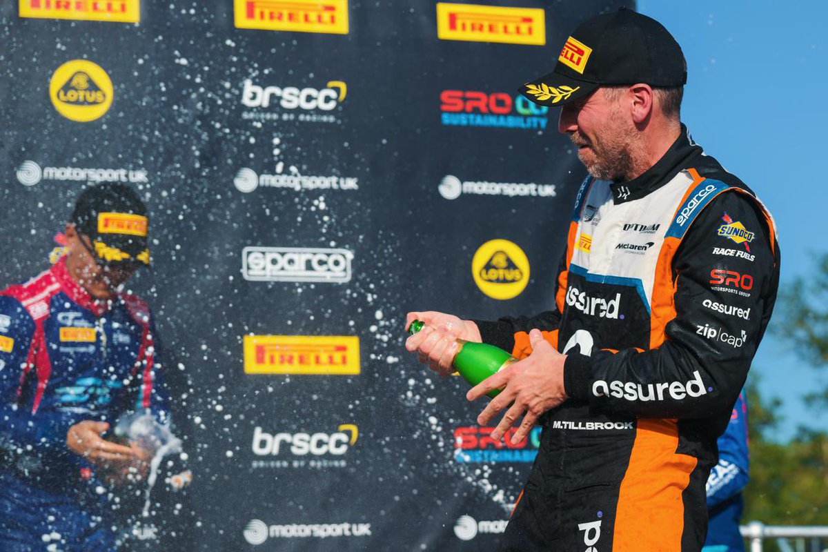 OptimumMSport's tweet photo. A double podium to see out the Bank Holiday weekend!

Morgan Tillbrook secures his first British GT victory since 2022, alongside Ben Barnicoat in the No. 77 Optimum McLaren, with Marc Warren and Jack Brown making their second trip to the podium today, finishing runners-up in the GT3 Silver-Am class.

Optimum Motorsport’s streak of podiums continues, making this weekend our fifth one, from six outings, over the last seven weekends. A truly incredible effort from our truly remarkable team 🙌

#BritishGT #McLarenCustomerRacing #GT3 #BankHolidayMonday #Teamwork