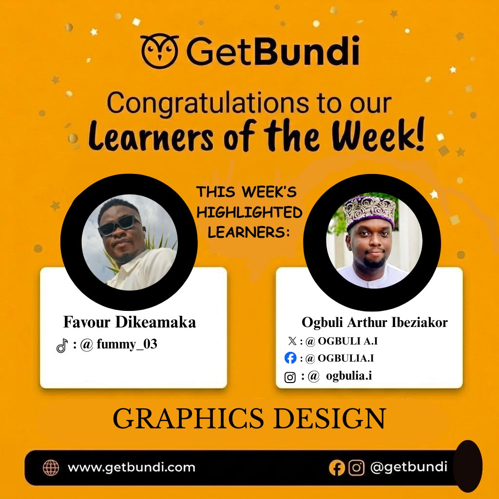 GetBundi's tweet photo. MEET OUR LEARNERS OF THE WEEK!!!

#getbundi #skillup https://t.co/WN1818d1Xe