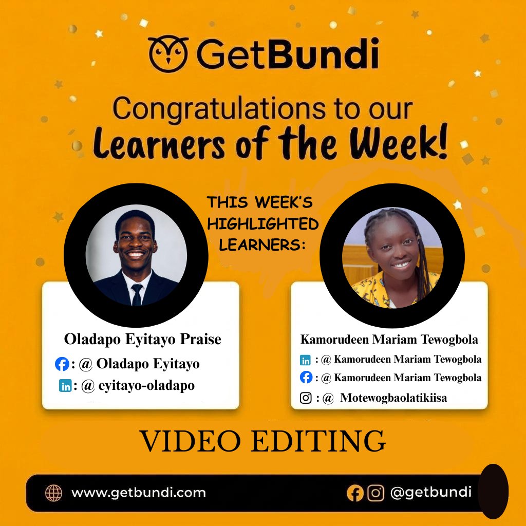 GetBundi's tweet photo. MEET OUR LEARNERS OF THE WEEK!!!

#getbundi #skillup https://t.co/WN1818d1Xe